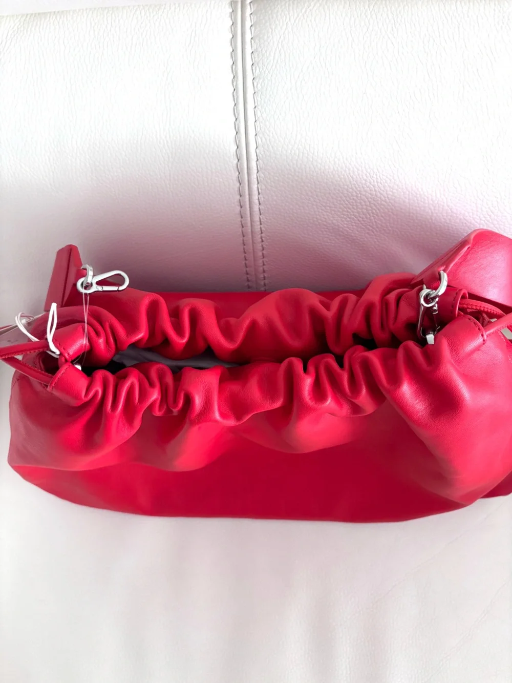 NWT COS Women's Red Cavatelli Oversized Clutch - Leather
